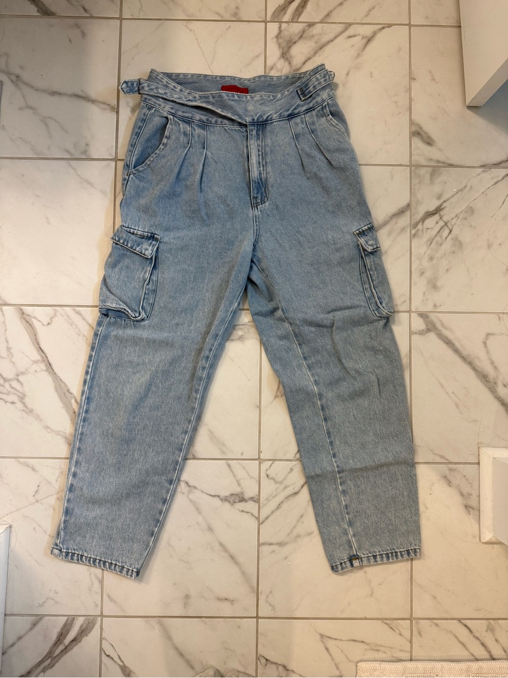 Signature8 Light Blue High-Waist Cargo Jeans